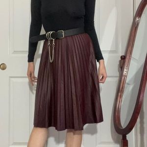 Free Press Faux Leather Pleated Skirt Size S